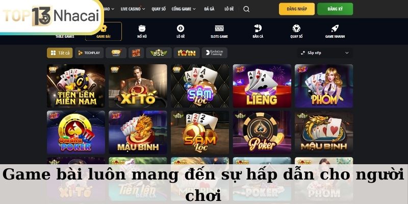 Game bài luôn mang đến sự hấp dẫn cho người chơi