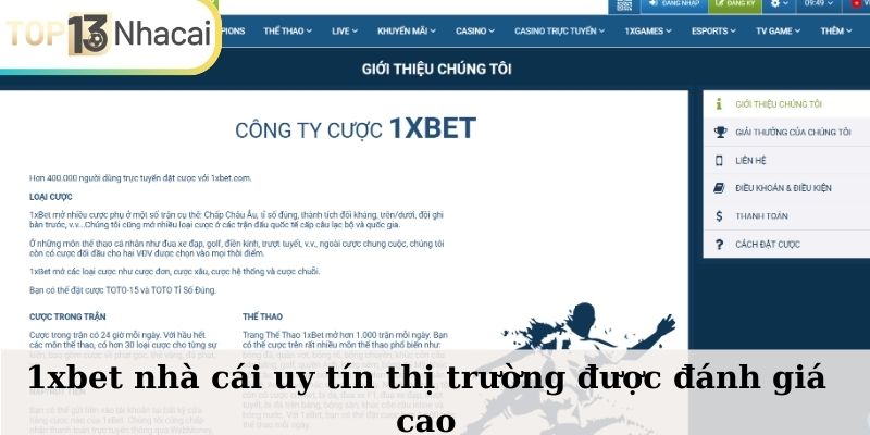 1xbet nhà cái uy tín thị trường được đánh giá cao