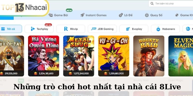 Top những trò chơi hot nhất tại 8Live