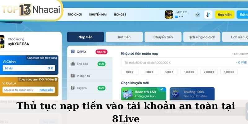 Quy trình nạp tiền vừa  nhanh vừa an toàn