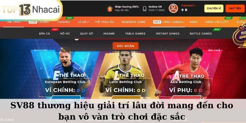 SV88 thương hiệu giải trí lâu đời mang đến cho bạn vô vàn trò chơi đặc sắc