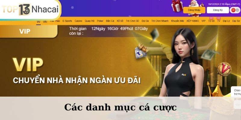 Các danh mục cá cược