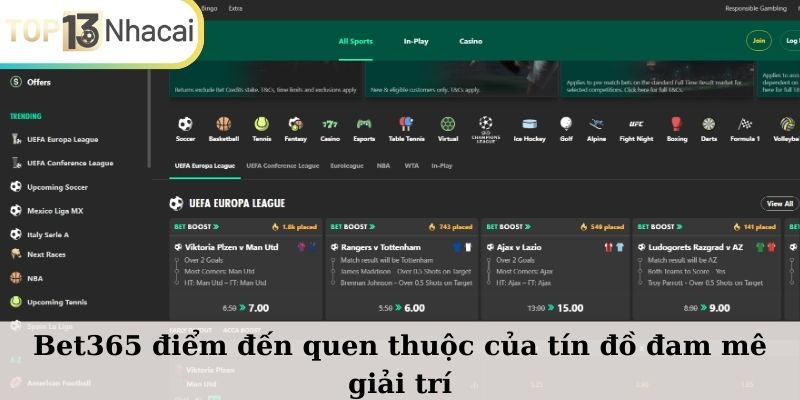 Bet365 điểm đến quen thuộc của tín đồ đam mê giải trí