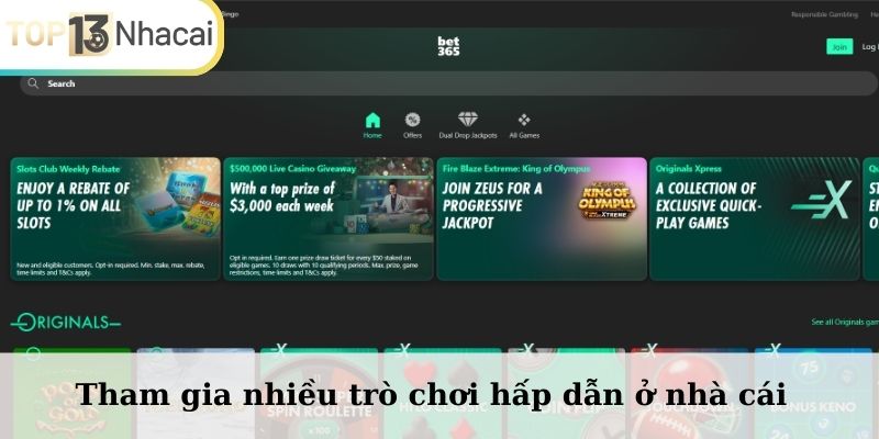 Tham gia nhiều trò chơi hấp dẫn ở nhà cái