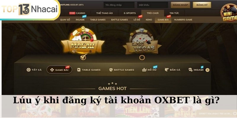 Lưu ý cần nhớ khi tạo account OXBET