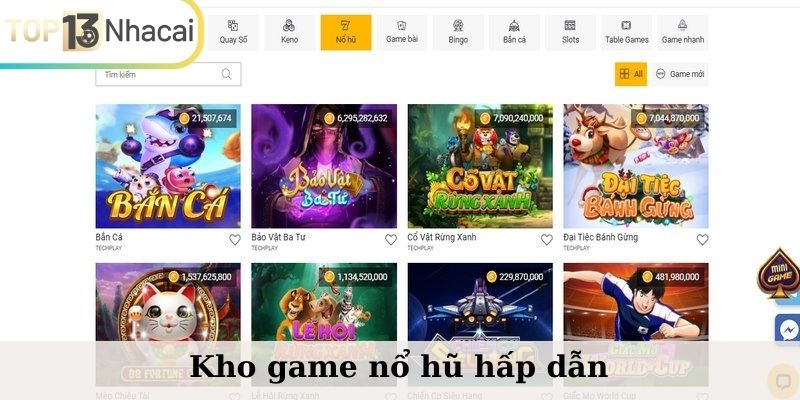 Kho game nổ hũ trực tuyến đa dạng