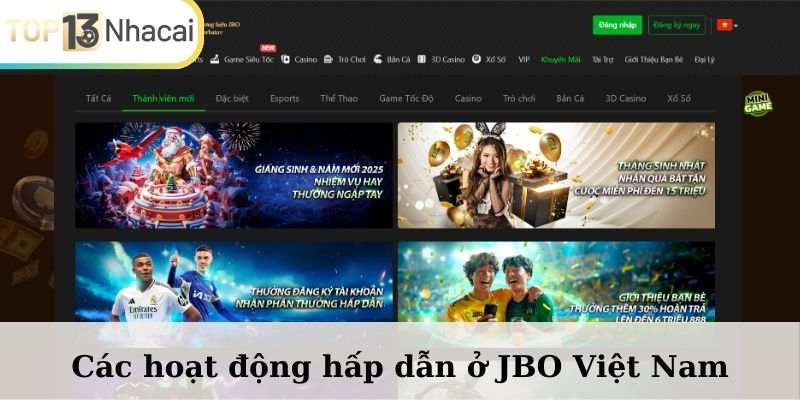 Các hoạt động hấp dẫn ở JBO Việt Nam