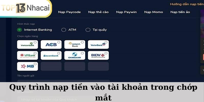 Bật mí 3 bước nạp tiền vào tài khoản