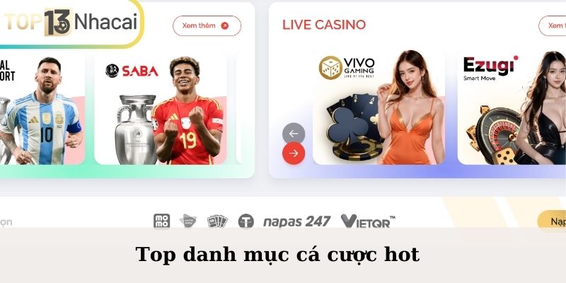 Top danh mục cá cược hot