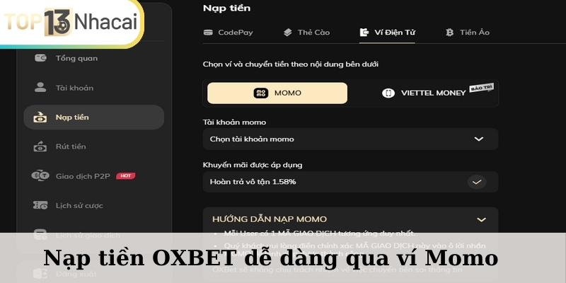 Cập nhật hướng dẫn gửi tiền chi tiết tại nhà cái OXBET