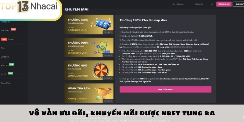 Điểm danh một số ưu đãi định kỳ trên NBET