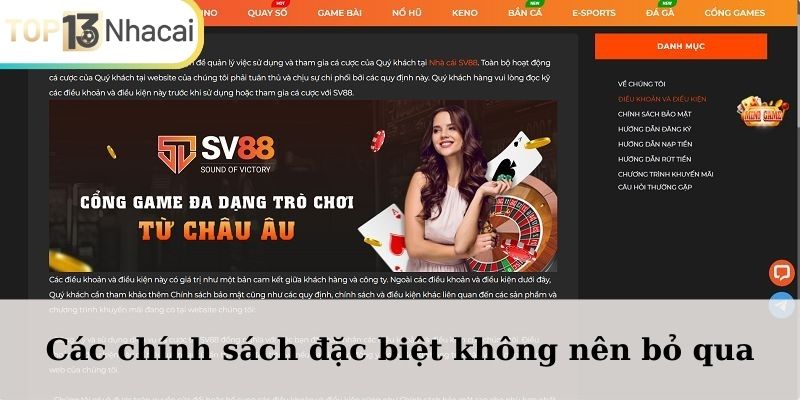 Các chính sách đặc biệt không nên bỏ qua