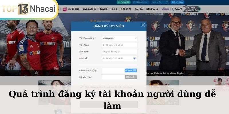 Quá trình đăng ký tài khoản người dùng dễ làm