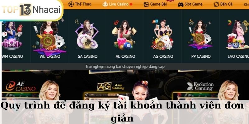 Quy trình để đăng ký tài khoản thành viên đơn giản